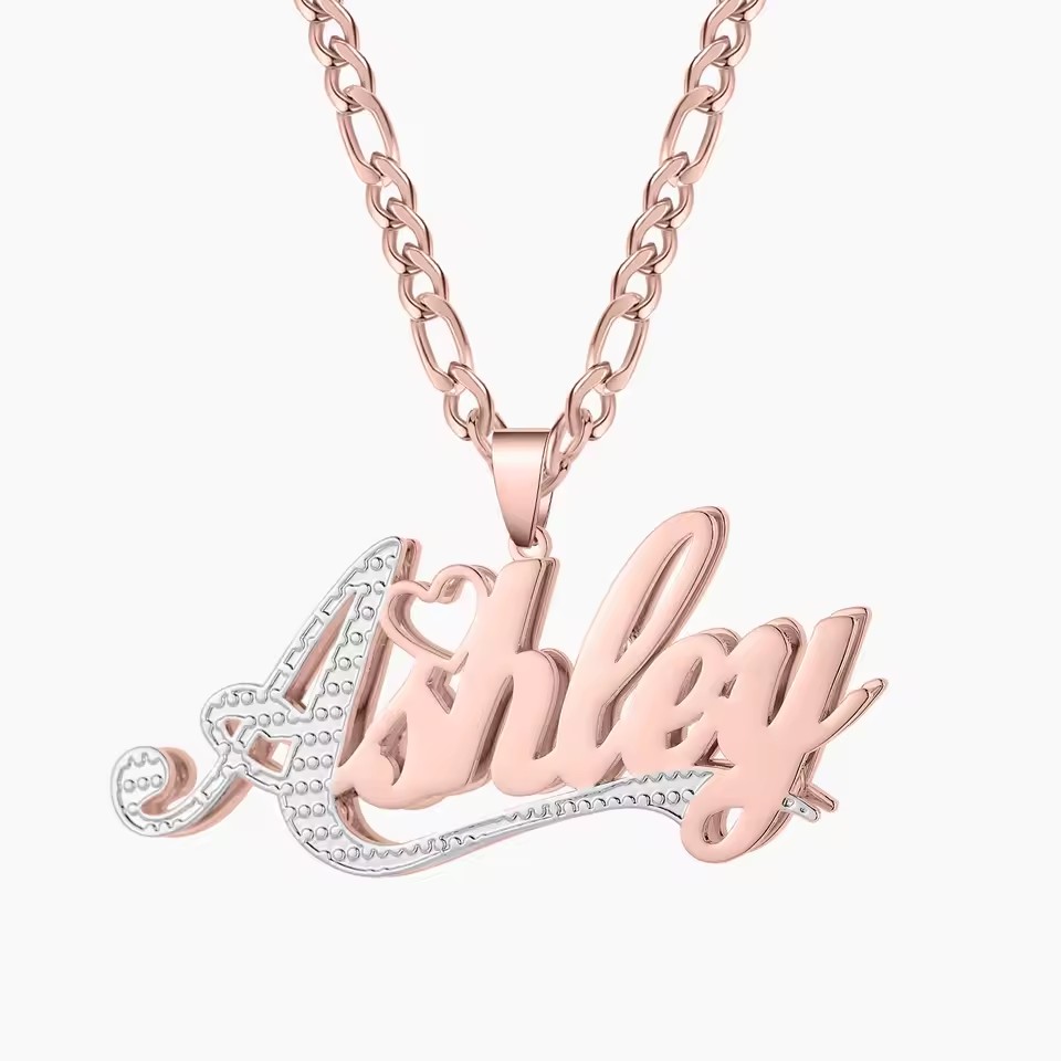 Layered Necklace Set - 18K Gold Plated Name Custom Double