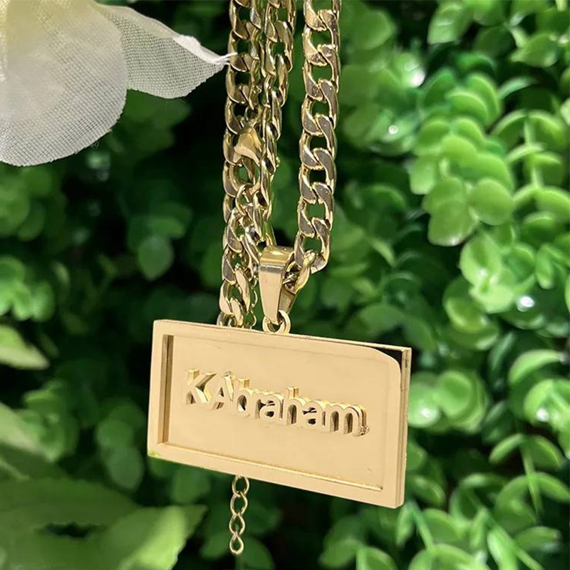 Layered Necklace Set - Custom Name Hip Hop Necklace for