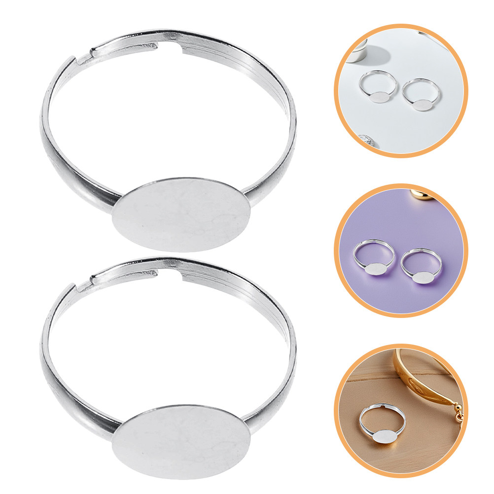 Ring Set Adjustable - 50Pcs Adjustable Flat Ring Bases 10Mm
