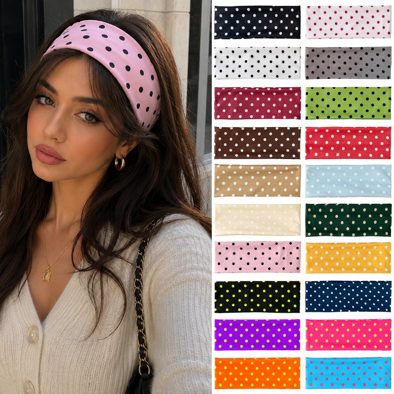 Women Accessories Online - 2Pc Polka Dot Elastic Headband Soft