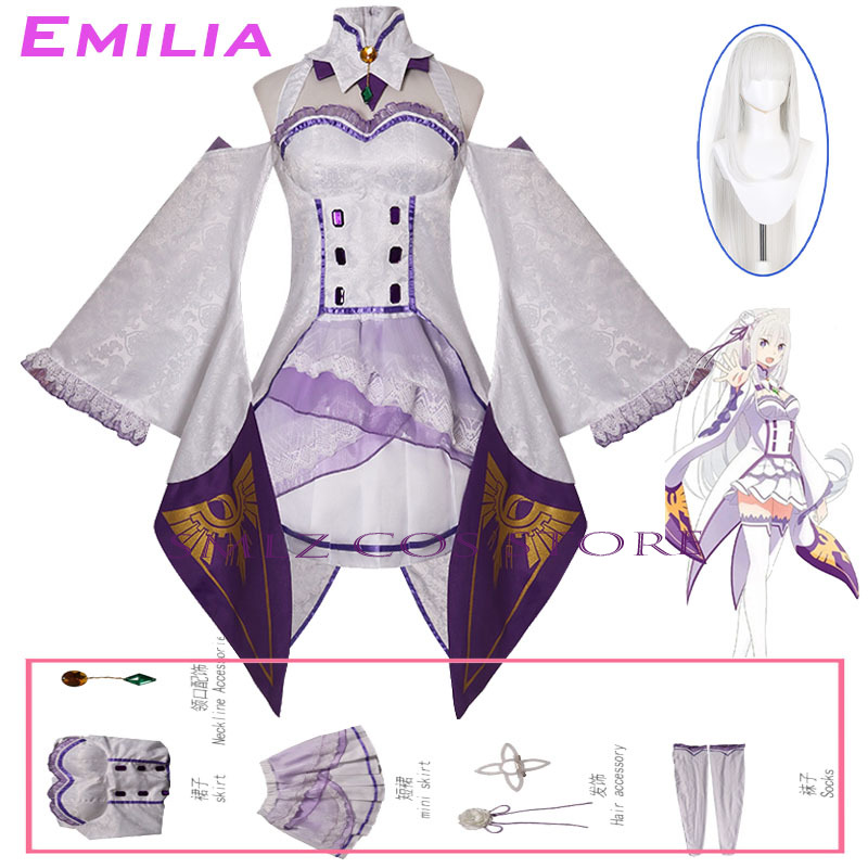 Emilia Cosplay Anime Re Zero K - Women'S Accessories For Suit recension och pris