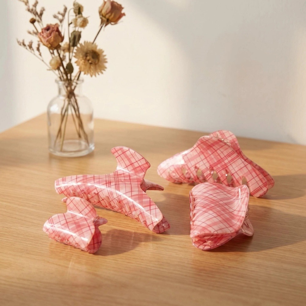 Pink Blue Grid Hair Claw Clips - Women Accessories Online recension och pris