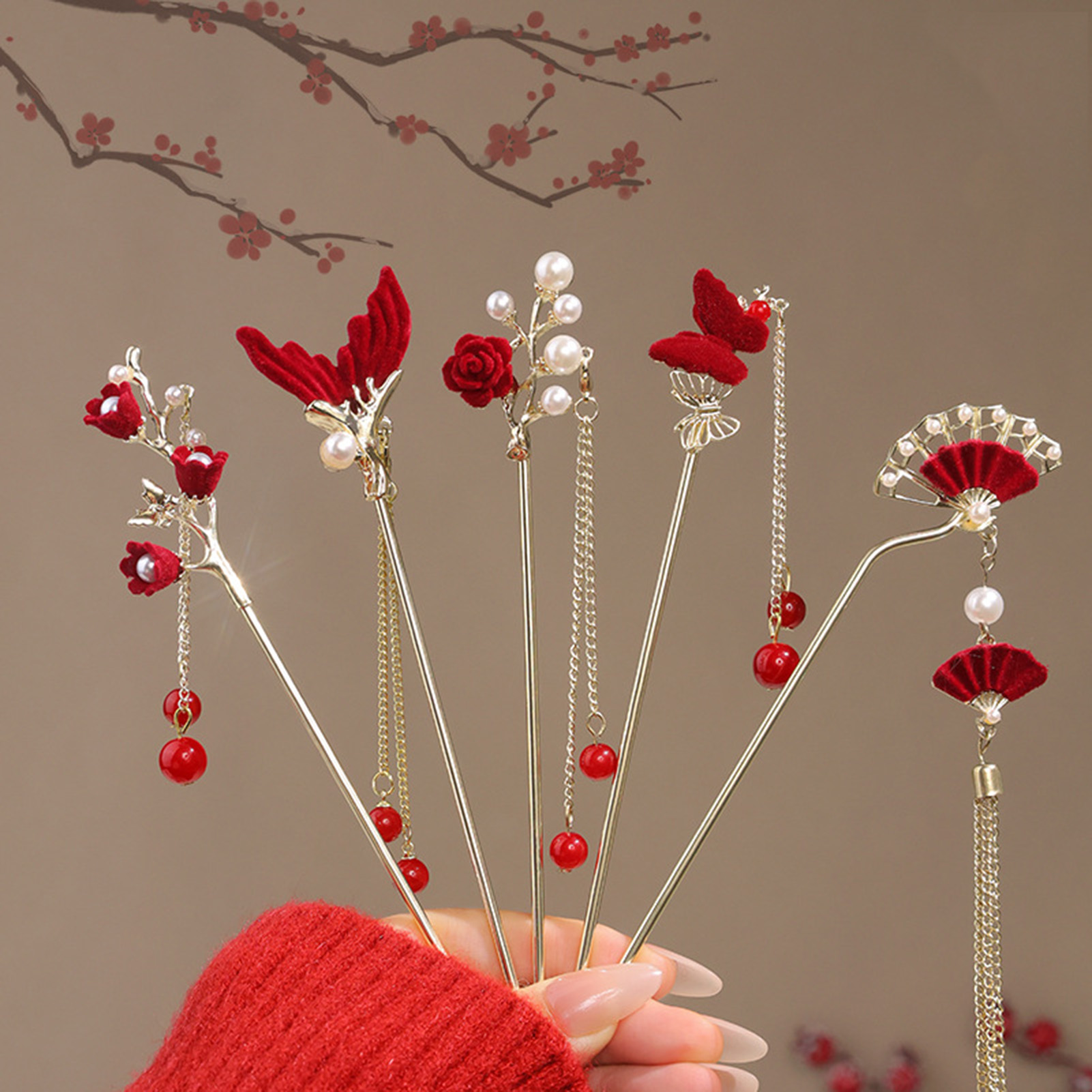 Chinese Style Rose Flower Hair - Women Accessories For Hand recension och pris