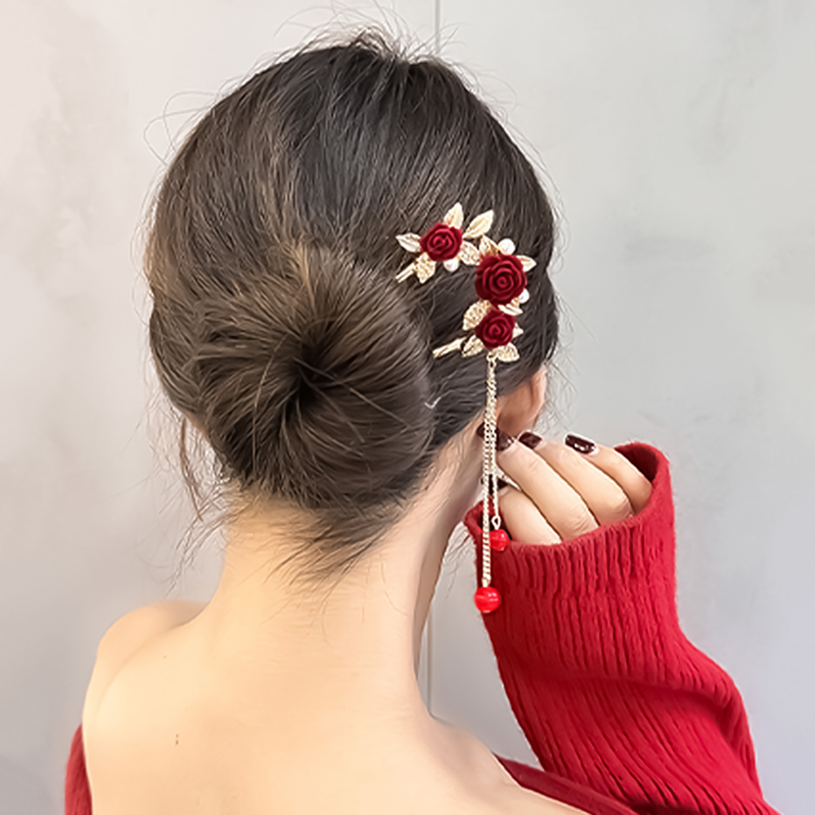 Chinese Style Rose Flower Hair - Women Accessories For Hand recension och pris